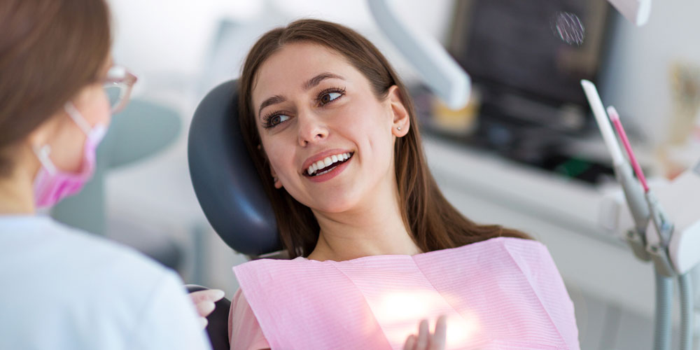 young woman in the dental chair.